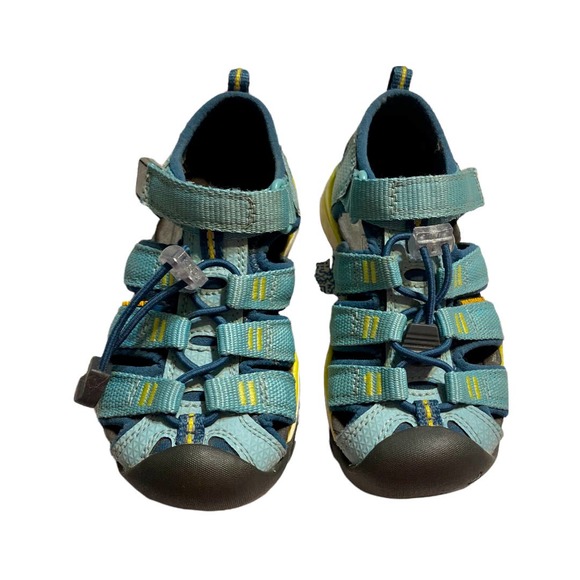 Toddler Keens Teal Blue and Yellow sandal waterproof shoes size 8 infant… - Picture 2 of 9